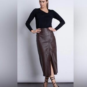 EUC chocolate 100% buttery soft leather skirt